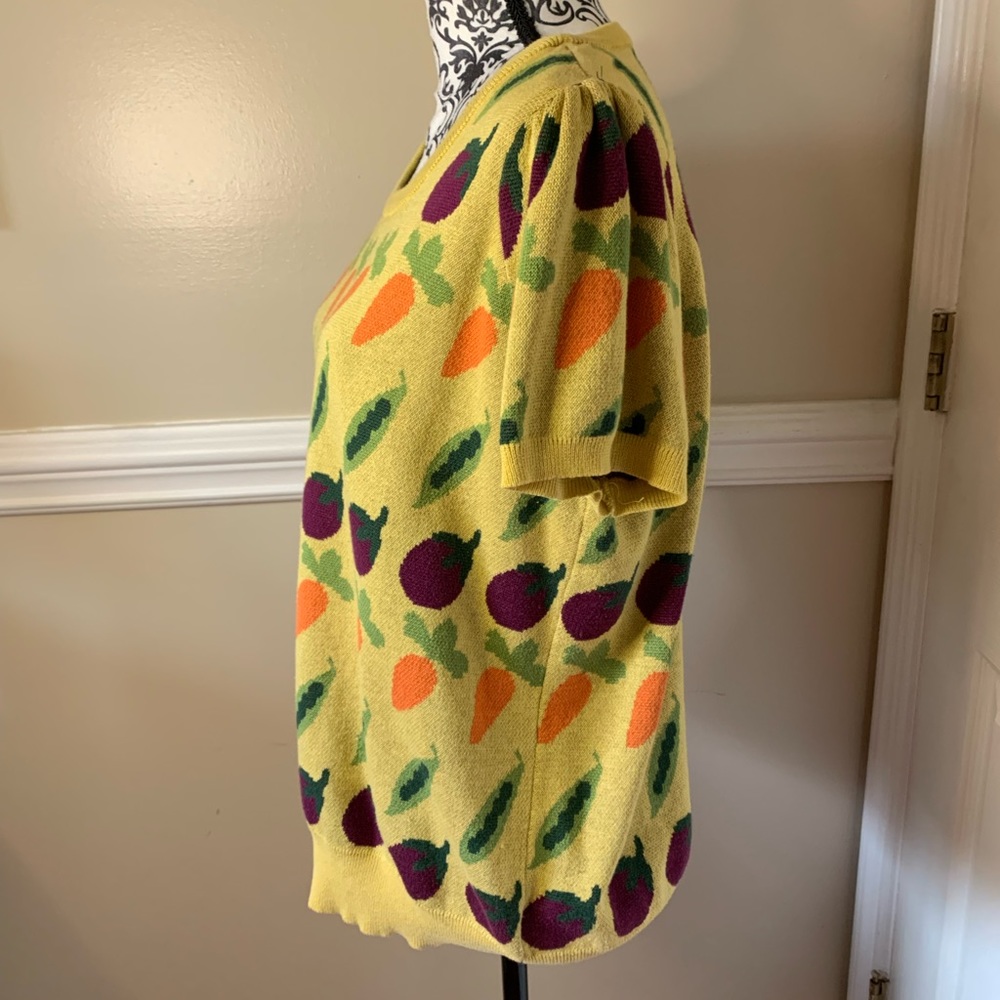ModCloth Yellow Short-Sleeve Vegetable Pattern Sweater - Picture 5 of 11